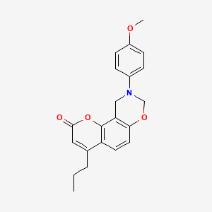 molecular formula C21H21NO4 B11300112 9-(4-methoxyphenyl)-4-propyl-9,10-dihydro-2H,8H-chromeno[8,7-e][1,3]oxazin-2-one 