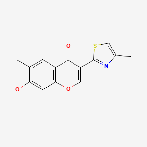 molecular formula C16H15NO3S B11300180 6-ethyl-7-methoxy-3-(4-methyl-1,3-thiazol-2-yl)-4H-chromen-4-one 