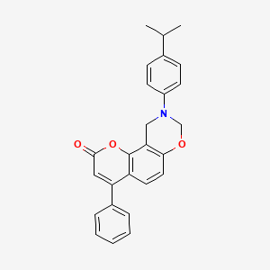 4-phenyl-9-[4-(propan-2-yl)phenyl]-9,10-dihydro-2H,8H-chromeno[8,7-e][1,3]oxazin-2-one