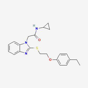 molecular formula C22H25N3O2S B11300233 N-cyclopropyl-2-(2-{[2-(4-ethylphenoxy)ethyl]sulfanyl}-1H-benzimidazol-1-yl)acetamide 