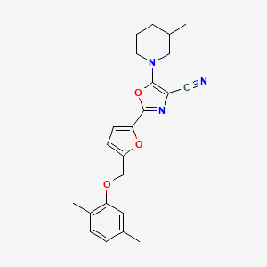 2-{5-[(2,5-Dimethylphenoxy)methyl]furan-2-yl}-5-(3-methylpiperidin-1-yl)-1,3-oxazole-4-carbonitrile