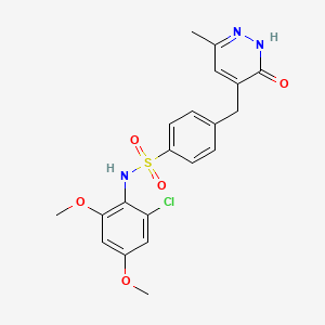 molecular formula C20H20ClN3O5S B11300293 N-(2-chloro-4,6-dimethoxyphenyl)-4-[(6-methyl-3-oxo-2,3-dihydropyridazin-4-yl)methyl]benzenesulfonamide 