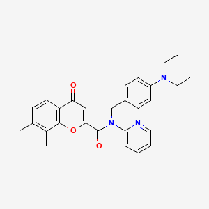 molecular formula C28H29N3O3 B11300312 N-[4-(diethylamino)benzyl]-7,8-dimethyl-4-oxo-N-(pyridin-2-yl)-4H-chromene-2-carboxamide CAS No. 1018051-70-1