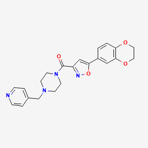 molecular formula C22H22N4O4 B11300314 [5-(2,3-Dihydro-1,4-benzodioxin-6-yl)-1,2-oxazol-3-yl][4-(pyridin-4-ylmethyl)piperazin-1-yl]methanone 