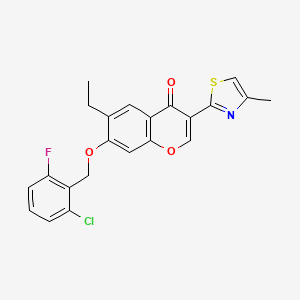 molecular formula C22H17ClFNO3S B11300318 7-[(2-chloro-6-fluorobenzyl)oxy]-6-ethyl-3-(4-methyl-1,3-thiazol-2-yl)-4H-chromen-4-one 