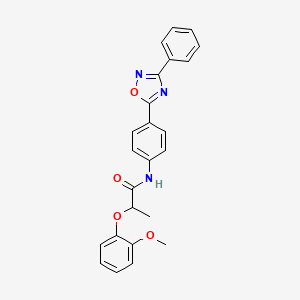 molecular formula C24H21N3O4 B11300333 2-(2-methoxyphenoxy)-N-[4-(3-phenyl-1,2,4-oxadiazol-5-yl)phenyl]propanamide 