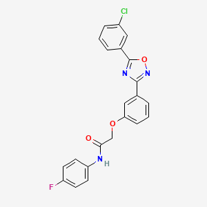 molecular formula C22H15ClFN3O3 B11300375 2-{3-[5-(3-chlorophenyl)-1,2,4-oxadiazol-3-yl]phenoxy}-N-(4-fluorophenyl)acetamide 