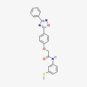 molecular formula C23H19N3O3S B11300410 N-[3-(methylsulfanyl)phenyl]-2-[4-(3-phenyl-1,2,4-oxadiazol-5-yl)phenoxy]acetamide 