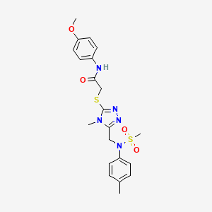 molecular formula C21H25N5O4S2 B11300446 N-(4-methoxyphenyl)-2-[(4-methyl-5-{[(4-methylphenyl)(methylsulfonyl)amino]methyl}-4H-1,2,4-triazol-3-yl)sulfanyl]acetamide 