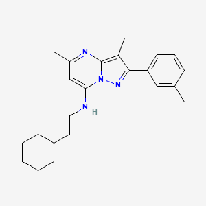 molecular formula C23H28N4 B11300452 N-[2-(cyclohex-1-en-1-yl)ethyl]-3,5-dimethyl-2-(3-methylphenyl)pyrazolo[1,5-a]pyrimidin-7-amine 