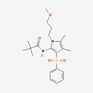 molecular formula C21H30N2O4S B11300512 N-[1-(3-methoxypropyl)-4,5-dimethyl-3-(phenylsulfonyl)-1H-pyrrol-2-yl]-2,2-dimethylpropanamide 