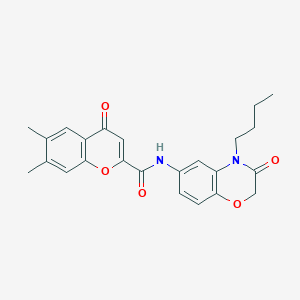 N-(4-butyl-3-oxo-3,4-dihydro-2H-1,4-benzoxazin-6-yl)-6,7-dimethyl-4-oxo-4H-chromene-2-carboxamide