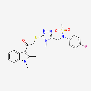 N-[(5-{[2-(1,2-dimethyl-1H-indol-3-yl)-2-oxoethyl]sulfanyl}-4-methyl-4H-1,2,4-triazol-3-yl)methyl]-N-(4-fluorophenyl)methanesulfonamide