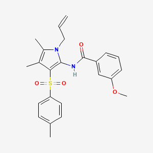 molecular formula C24H26N2O4S B11300608 N-{4,5-dimethyl-3-[(4-methylphenyl)sulfonyl]-1-(prop-2-en-1-yl)-1H-pyrrol-2-yl}-3-methoxybenzamide 