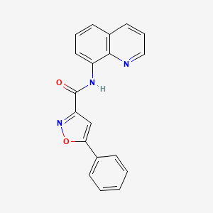 molecular formula C19H13N3O2 B11300622 5-phenyl-N-(quinolin-8-yl)-1,2-oxazole-3-carboxamide 