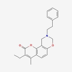 3-ethyl-4-methyl-9-(2-phenylethyl)-9,10-dihydro-2H,8H-chromeno[8,7-e][1,3]oxazin-2-one