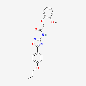 molecular formula C20H21N3O5 B11300675 2-(2-methoxyphenoxy)-N-[5-(4-propoxyphenyl)-1,2,4-oxadiazol-3-yl]acetamide 