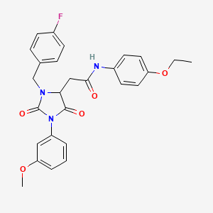 molecular formula C27H26FN3O5 B11300692 N-(4-ethoxyphenyl)-2-[3-(4-fluorobenzyl)-1-(3-methoxyphenyl)-2,5-dioxoimidazolidin-4-yl]acetamide 