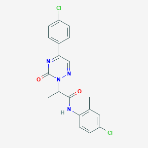 molecular formula C19H16Cl2N4O2 B11300721 N-(4-chloro-2-methylphenyl)-2-[5-(4-chlorophenyl)-3-oxo-1,2,4-triazin-2(3H)-yl]propanamide 