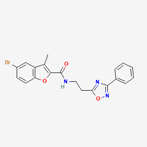 molecular formula C20H16BrN3O3 B11300725 5-bromo-3-methyl-N-[2-(3-phenyl-1,2,4-oxadiazol-5-yl)ethyl]-1-benzofuran-2-carboxamide CAS No. 1018143-52-6