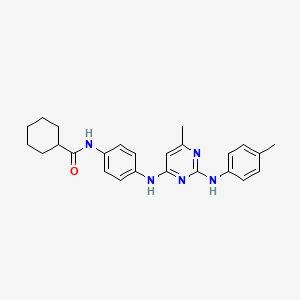 molecular formula C25H29N5O B11300726 N-[4-({6-methyl-2-[(4-methylphenyl)amino]pyrimidin-4-yl}amino)phenyl]cyclohexanecarboxamide 