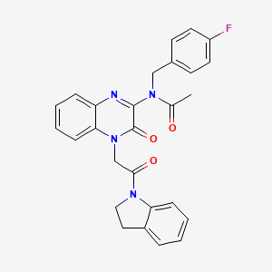 molecular formula C27H23FN4O3 B11300780 N-{4-[2-(2,3-dihydro-1H-indol-1-yl)-2-oxoethyl]-3-oxo-3,4-dihydroquinoxalin-2-yl}-N-(4-fluorobenzyl)acetamide 