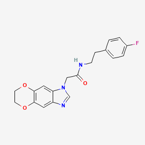 molecular formula C19H18FN3O3 B11300803 2-(6,7-dihydro-1H-[1,4]dioxino[2,3-f]benzimidazol-1-yl)-N-[2-(4-fluorophenyl)ethyl]acetamide 