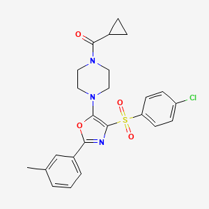 molecular formula C24H24ClN3O4S B11300812 (4-{4-[(4-Chlorophenyl)sulfonyl]-2-(3-methylphenyl)-1,3-oxazol-5-yl}piperazin-1-yl)(cyclopropyl)methanone 