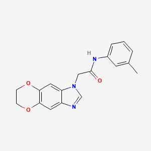 molecular formula C18H17N3O3 B11300863 2-(6,7-dihydro-1H-[1,4]dioxino[2,3-f]benzimidazol-1-yl)-N-(3-methylphenyl)acetamide 