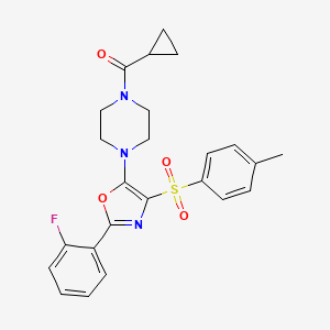 molecular formula C24H24FN3O4S B11300959 Cyclopropyl(4-{2-(2-fluorophenyl)-4-[(4-methylphenyl)sulfonyl]-1,3-oxazol-5-yl}piperazin-1-yl)methanone 