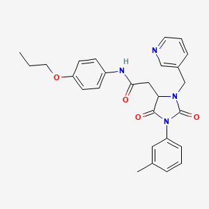 2-[1-(3-methylphenyl)-2,5-dioxo-3-(pyridin-3-ylmethyl)imidazolidin-4-yl]-N-(4-propoxyphenyl)acetamide