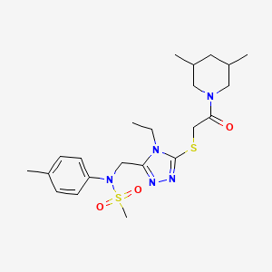 molecular formula C22H33N5O3S2 B11300991 N-[(5-{[2-(3,5-dimethylpiperidin-1-yl)-2-oxoethyl]sulfanyl}-4-ethyl-4H-1,2,4-triazol-3-yl)methyl]-N-(4-methylphenyl)methanesulfonamide 