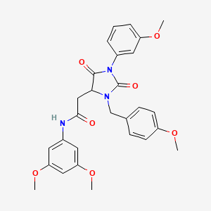 molecular formula C28H29N3O7 B11301002 N-(3,5-dimethoxyphenyl)-2-[3-(4-methoxybenzyl)-1-(3-methoxyphenyl)-2,5-dioxoimidazolidin-4-yl]acetamide 