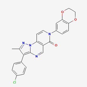 molecular formula C24H17ClN4O3 B11301117 3-(4-chlorophenyl)-7-(2,3-dihydro-1,4-benzodioxin-6-yl)-2-methylpyrazolo[1,5-a]pyrido[3,4-e]pyrimidin-6(7H)-one 