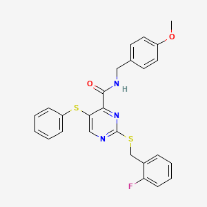 2-[(2-fluorobenzyl)sulfanyl]-N-(4-methoxybenzyl)-5-(phenylsulfanyl)pyrimidine-4-carboxamide