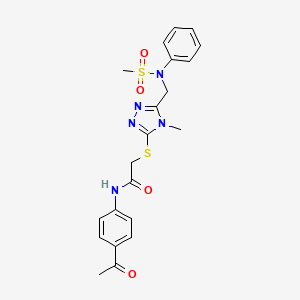 molecular formula C21H23N5O4S2 B11301161 N-(4-acetylphenyl)-2-[(4-methyl-5-{[(methylsulfonyl)(phenyl)amino]methyl}-4H-1,2,4-triazol-3-yl)sulfanyl]acetamide 