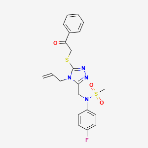 molecular formula C21H21FN4O3S2 B11301167 N-(4-fluorophenyl)-N-({5-[(2-oxo-2-phenylethyl)sulfanyl]-4-(prop-2-en-1-yl)-4H-1,2,4-triazol-3-yl}methyl)methanesulfonamide 