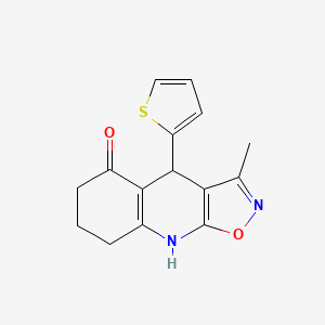 molecular formula C15H14N2O2S B11301193 3-Methyl-4-(thiophen-2-yl)-4,6,7,8-tetrahydro[1,2]oxazolo[5,4-b]quinolin-5-ol 