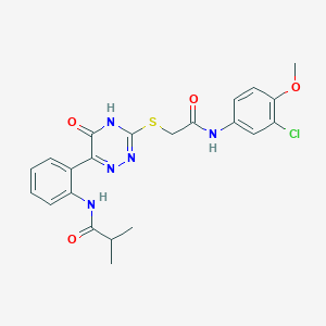 N-{2-[3-({2-[(3-chloro-4-methoxyphenyl)amino]-2-oxoethyl}sulfanyl)-5-oxo-4,5-dihydro-1,2,4-triazin-6-yl]phenyl}-2-methylpropanamide