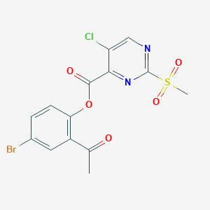 molecular formula C14H10BrClN2O5S B11301278 2-Acetyl-4-bromophenyl 5-chloro-2-(methylsulfonyl)pyrimidine-4-carboxylate 