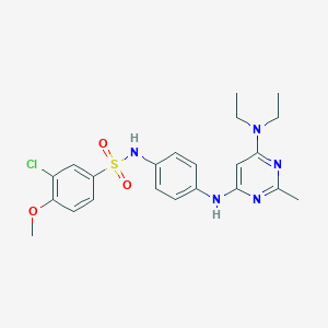 molecular formula C22H26ClN5O3S B11301279 3-chloro-N-(4-((6-(diethylamino)-2-methylpyrimidin-4-yl)amino)phenyl)-4-methoxybenzenesulfonamide 