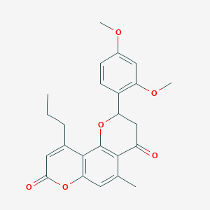 2-(2,4-dimethoxyphenyl)-5-methyl-10-propyl-2,3-dihydro-4H,8H-pyrano[2,3-f]chromene-4,8-dione