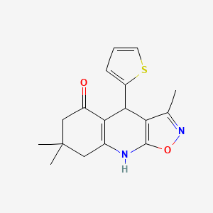 molecular formula C17H18N2O2S B11301351 3,7,7-Trimethyl-4-(thiophen-2-yl)-4,6,7,8-tetrahydro[1,2]oxazolo[5,4-b]quinolin-5-ol 