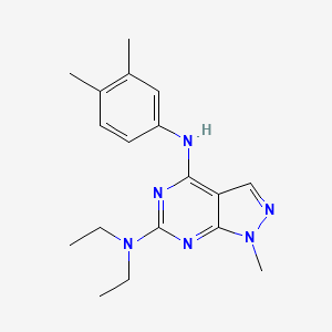 molecular formula C18H24N6 B11301378 N4-(3,4-dimethylphenyl)-N6,N6-diethyl-1-methyl-1H-pyrazolo[3,4-d]pyrimidine-4,6-diamine 