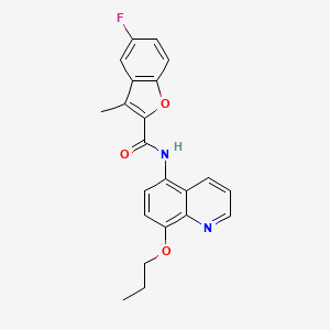 molecular formula C22H19FN2O3 B11301410 5-fluoro-3-methyl-N-(8-propoxyquinolin-5-yl)-1-benzofuran-2-carboxamide 