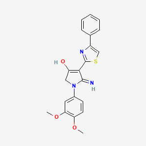 molecular formula C21H19N3O3S B11301432 5-amino-1-(3,4-dimethoxyphenyl)-4-(4-phenyl-1,3-thiazol-2-yl)-1,2-dihydro-3H-pyrrol-3-one 