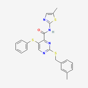 2-[(3-methylbenzyl)sulfanyl]-N-(5-methyl-1,3-thiazol-2-yl)-5-(phenylsulfanyl)pyrimidine-4-carboxamide