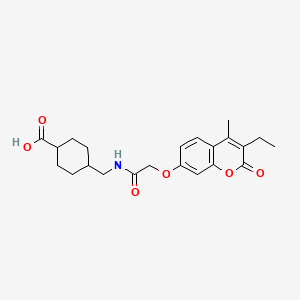 molecular formula C22H27NO6 B11301488 trans-4-[({[(3-ethyl-4-methyl-2-oxo-2H-chromen-7-yl)oxy]acetyl}amino)methyl]cyclohexanecarboxylic acid 