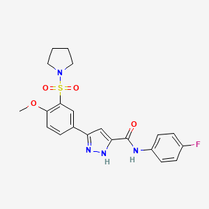 N-(4-fluorophenyl)-5-[4-methoxy-3-(pyrrolidin-1-ylsulfonyl)phenyl]-1H-pyrazole-3-carboxamide