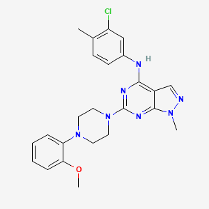 molecular formula C24H26ClN7O B11301542 N-(3-chloro-4-methylphenyl)-6-[4-(2-methoxyphenyl)piperazin-1-yl]-1-methyl-1H-pyrazolo[3,4-d]pyrimidin-4-amine 